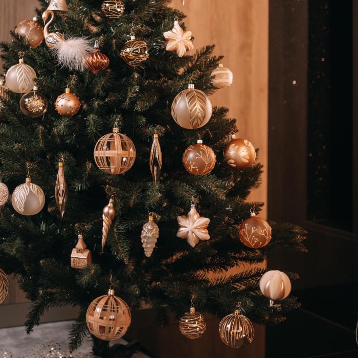 Skleněné vánoční ozdoby basic Caramel - Caramel matné koule, 4 ks