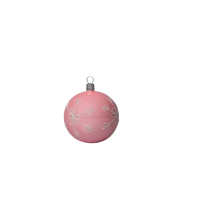 Skleněné vánoční ozdoby basic Pinky - Pinky velké vločky, 4 ks