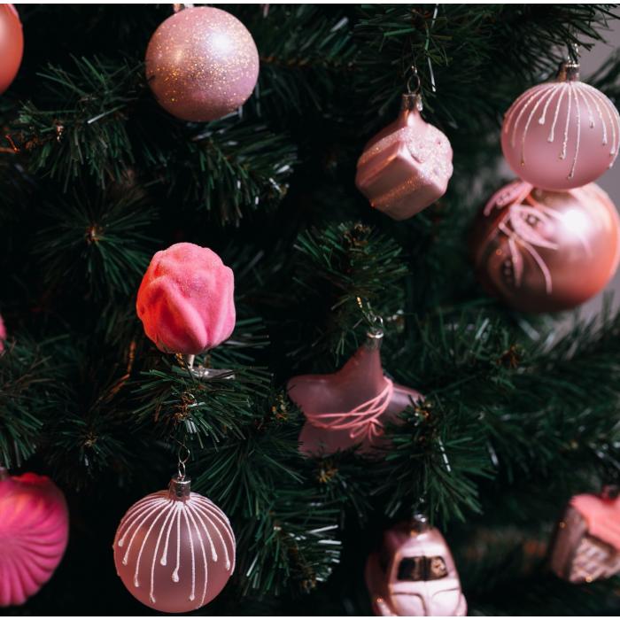 Skleněné vánoční ozdoby basic Pinky - Pinky velké koule, 4 ks